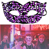 Nessiworld Purple Color Elastic Back Sequin Embroidered Prom After Party Mask
